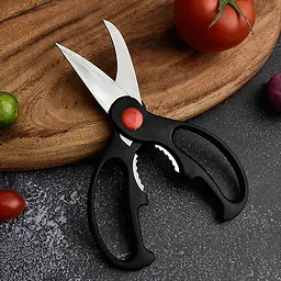 Кухонні ножиці секатор для м'яса птиці та риби з фіксатором 20 см, Kitchen Master Чорний 86484 - мініатюра 2