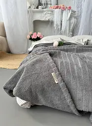 Покривало Zeintex Palermo махрове бавовняне сіре 210х230 см - мініатюра 6