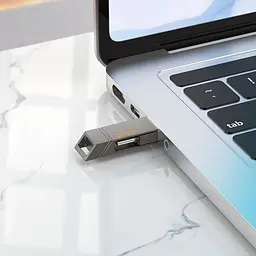 USB флеш накопичувач Hoco UD14 256GB 2 в 1 USB 3.2/ Type-C металевий сірий - мініатюра 3
