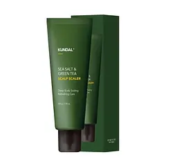 Сольовий очищаючий скраб для шкіри голови з чайним деревом Sea Salt & Green Tea Scalp Scaler Herb Mint Kundal 200 г