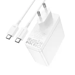Зарядний пристрій Borofone BN11 USB/2 Type-C PD 100W білий + кабель Type-C to Type-C - мініатюра 6