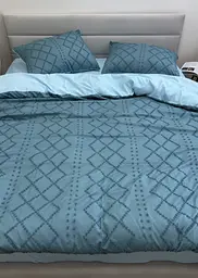 Комплект постільної білизни Ecotton Jaquard Сімейний 150х215 см бірюзовий Green (Сімейний) - мініатюра 3