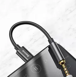Адаптер Baseus Type-C Male to 3.5mm Female Adapter L54 Black - мініатюра 2