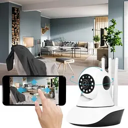 IP камера поворотна Wi-Fi 6030, бездротова, 3 антени, microSD, відеоспостереження, біла - мініатюра 6