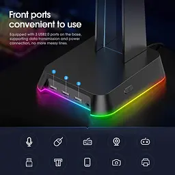 Тримач навушників Onikuma RGB Gaming ST-2 3USB AUX - мініатюра 9