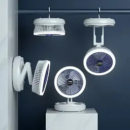 Настільний складний вентилятор Folding Fan 2in1 with Night Light White - мініатюра 3