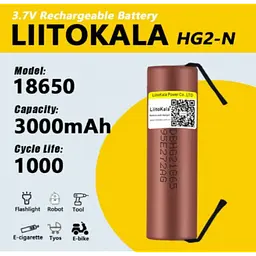 Акумулятор 18650 LiitoKala HG2-N 3000 mAh високострумовий під паяння з нікелевою стрічкою U-tags 30А, 3.7V (19305) - мініатюра 2