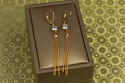 Сережки Xuping Jewelry підвіски якірні позначки з каменем 6,5 см золотисті