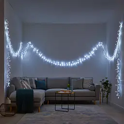 Новорічна гірлянда кімнатна нитка GarlandoPro 16 м 160 LED білий провід Біле світло W160LED16MWW