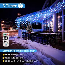 Різдвяні вогні Icicle Outdoor, 624LED 15M Водонепроникні казкові вогні з живленням від мереж із пультом - мініатюра 5