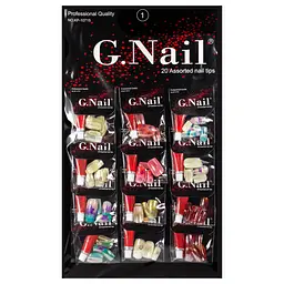 Нігті накладні голографічні з малюнком і клеєм упаковка 12 шт. G Nails KP-10715 №1