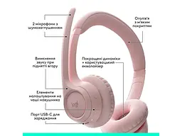 Навушники з мікрофоном Logitech ZONE 300 Rose (981-001412) - мініатюра 6