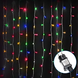 Гірлянда штора плоскі лампи різнокольорові 2×2 м 200LED IP44