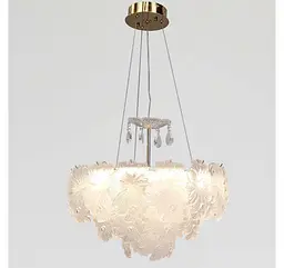 Золота підвісна LED-люстра Artlight 813/500GD з матовим скляним листям, 93 Вт, від 10-18 м² - мініатюра 6