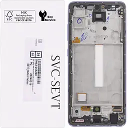 Дисплей Samsung A525 Galaxy A52 /A526 /A528 чорний, Amoled, оригінал, сервісне пакування, з рамкою фіолетового кольору, Awesome Violet, GH82-25754C