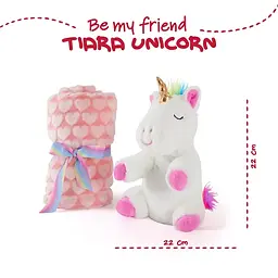 Плед Perletti Toys Tiara Unicorn з м'якою іграшкою 120x80 см рожевий/білий (P13071) - мініатюра 4