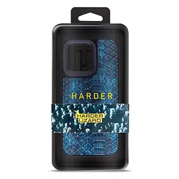 Кожаный чехол для Apple iPhone 15 Pro Max, Harder Lizard, синий, термополиуретан ТПУ + экокожа с имитацией кожи ящерицы, панель, защита корпуса, противоударный, микрофибра, рамка вокруг камеры, защита всего корпуса, (ARM76875) - мініатюра 3