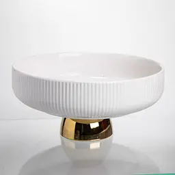 Фруктовница фарфоровая на золотой ножке 30 см Yiwu LB-1585B