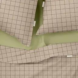 Комплект постільної білизни Cosas полуторний з простирадлом на резинці BEIGE GEOMETRY CS5 160 x 220 см (CellAshbeige_El-78Olive_160) - мініатюра 3