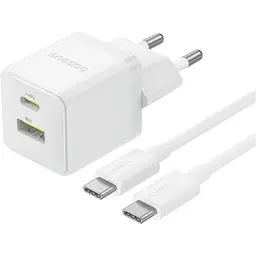 Мережевий зарядний пристрій Baseus Palm Fast Charger USB-A/USB-C 30W + Cable USB-C to USB-C 60W 1m White (P1011160A213-01) [168073]
