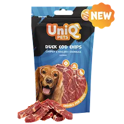 Ласощі для собак UniQ PETS Чіпси з качки та тріски, 80 г