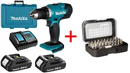Шурупокрут акумуляторний Makita DDF453SYE з набором біт Makita D-30667 (42 Нм, 1.5-13 мм, LXT)