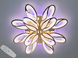 Люстра стельова LED Diasha 8090/8+4G, 190W, 3200K-6500K, золото, сучасний стиль для вітальні, дитячої, кухні, кабінету, офісу
