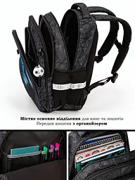 Шкільний ортопедичний рюкзак для хлопчика School Standard 475 гр 17,5 літрів Чорний з помаранчевим - мініатюра 3