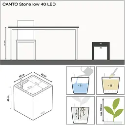 Вазон Lechuza Canto Stone Low LED 40 сірий камінь (13690) - мініатюра 5