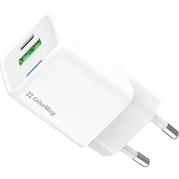 Зарядний пристрій ColorWay GaN Mini 30W PD Port PPS USB (Type-C PD + USB QC4.0) white (CW-CHS053PD-WT)