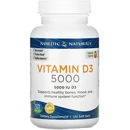 Вітамін D3 Nordic Naturals Vitamin D3 5000 IU, 120 капсул - Апельсин