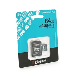 Карта пам'яті Kingston Canvas GO! Plus microSDHC Class 10 UHS-I U3(R200MB/s), 64GB