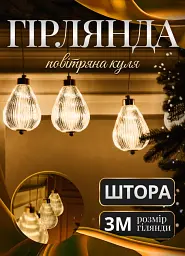 Гірлянда-штора Повітряна куля 3 метри 6 фігур, теплий білий GarlandoPro 6L3MBAL - мініатюра 21