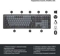 Клавіатура Logitech MX Mechanical Wireless Illuminated Performance Graphite Clicky (920-010759) [81158] - мініатюра 9