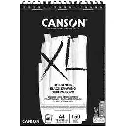 Альбом для ескізів на спіралі Canson XL Dessin Black А4 (21х29.7см) 150г/м2 40л чорний колір