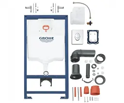 Інсталяція для унітазу Grohe Rapid SL 38721001 + овальна кнопка Skate Air Хром 30412 - мініатюра 2