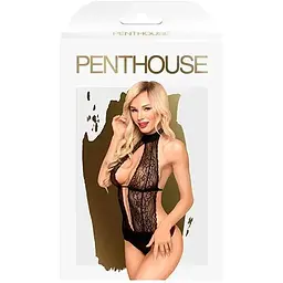 Боді з високим коміром та глибоким декольте Penthouse - Perfect Lover Black S/M - мініатюра 3