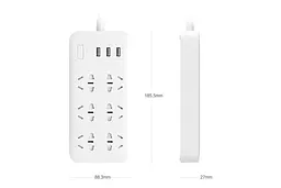 Подовжувач Xiaomi Mi Power Strip (6 розеток + 3 USB-port) фільтр універсальний білий - мініатюра 4