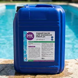 Рідкий засіб для зниження pH у басейні POOLMAN PH MINUS S 20 л для підтримки правильного pH води - мініатюра 2