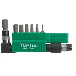 Набір біт Toptul с Г-обр. перехідником 1/4" HEX 2-8мм 8од. (GAAL0803)