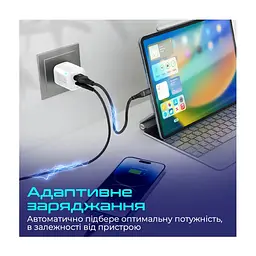 Зарядний пристрій Promate USBC PD25W + USBA QC3.0 18W White (powerport-25ac.white) - мініатюра 7