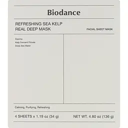 Маска для обличчя Biodance Refreshing Sea Kelp Real Deep Mask гідрогелева з морською ламінарією 34 г 4 шт. - мініатюра 2