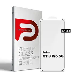 Захисне скло на Realme GT 8 Pro 5G з олеофобним покриттям, Pro, повне проклеювання, антистатичний і пиловідштовхуючий шар, 9H, самоклеючеся, 2.5D, на весь екран, антистатичний клей, ArmorStandart (ARM90395)