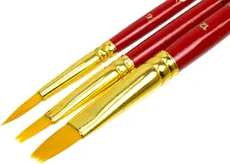 Набір пензлів 3, синтетика, 3шт, плоска (№ 8,12), кругла (№6), к.р., ROSA START 184143 - мініатюра 2