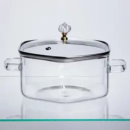 Каструля скляна Yiwu Diamond Crystal HP-34-40 2.5 л з кришталевою ручкою прозора боросилікатне скло