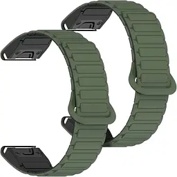 Ремінець DK CDK для Garmin Fenix ​​5X 26mm Silicone Shaped Magnetic Band 2 шт. (019625) (green / black)