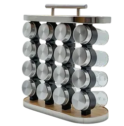Набір для спецій 16 відсіків — Stainless steel and wood