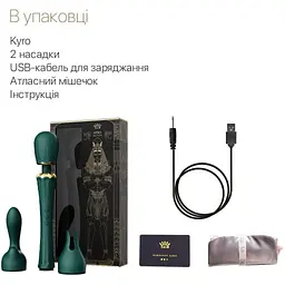 Вібромасажер із насадками Zalo Kyro Wand Turquoise Green - мініатюра 7