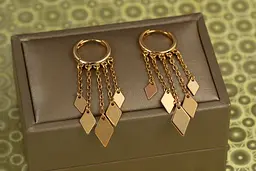 Сережки підвіски Xuping Jewelry пять ромбиков 4,7 см золотисті