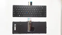 Клавіатура для ноутбуків Toshiba Tecra A40-C Series чорна з чорною рамкою, з трекпоінтом, з підсвічуванням